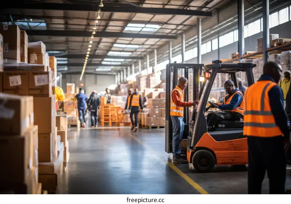 Black men working in a warehouse