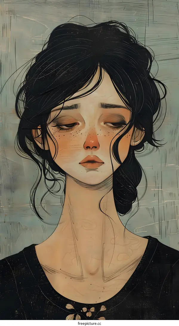 portrait of a young woman with black hair