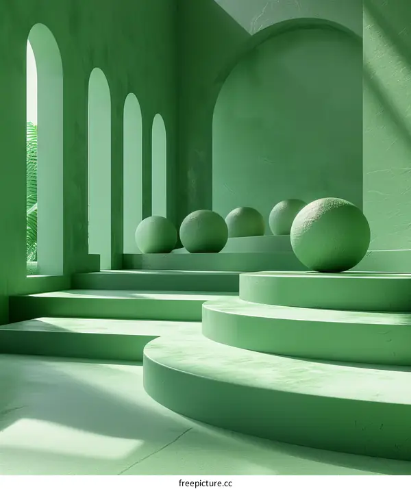 Abstract Green Architectural Interior Design