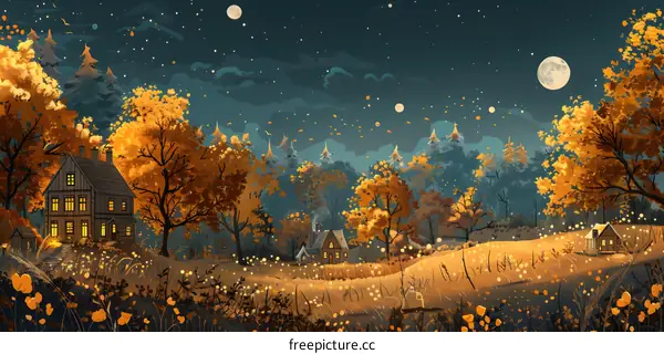 Autumn Night Forest