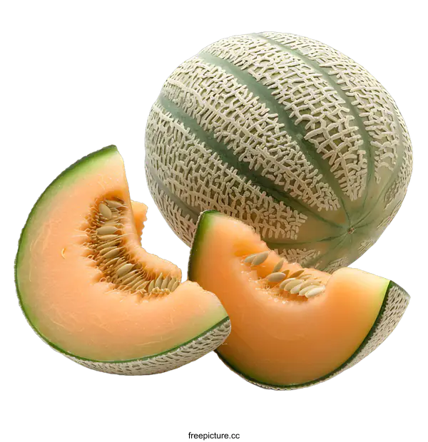 [Transparent Background PNG]Cantaloupe Melon Slices Whole