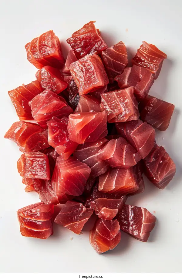 Fresh Diced Raw Tuna for Sushi and Sashimi