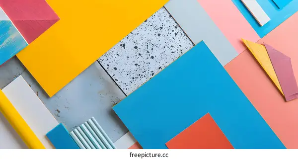 Abstract Geometric Shapes Background With Colorful Papers