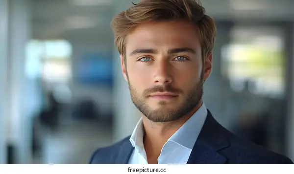 Close-up Portrait of a Confident Caucasian Businessman