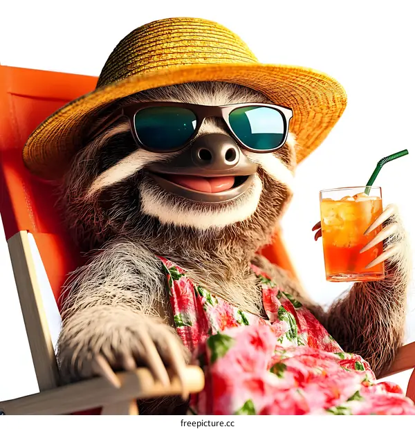 Lazy Sloth Enjoying Summer Vacation