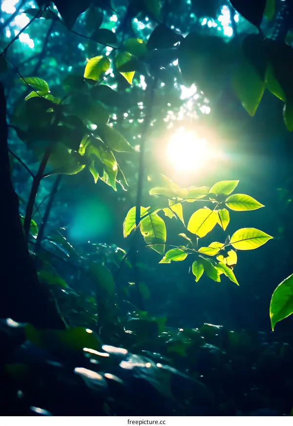 Sunlight Through The Leaves In A Forest