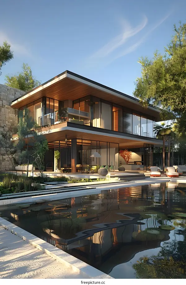 Modern luxury house with pool and terrace