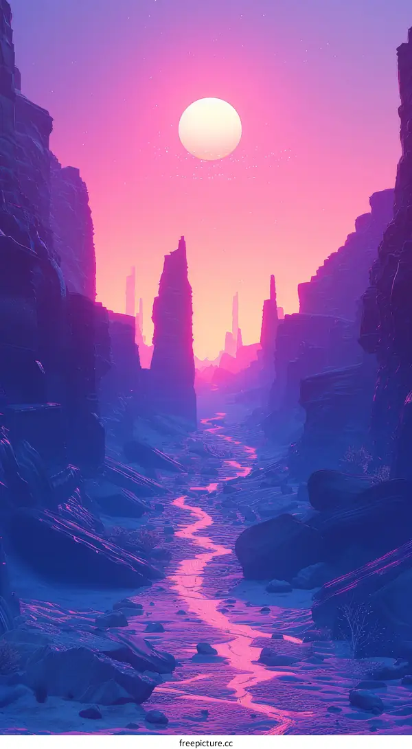 Fantasy Desert Landscape with Majestic Canyon