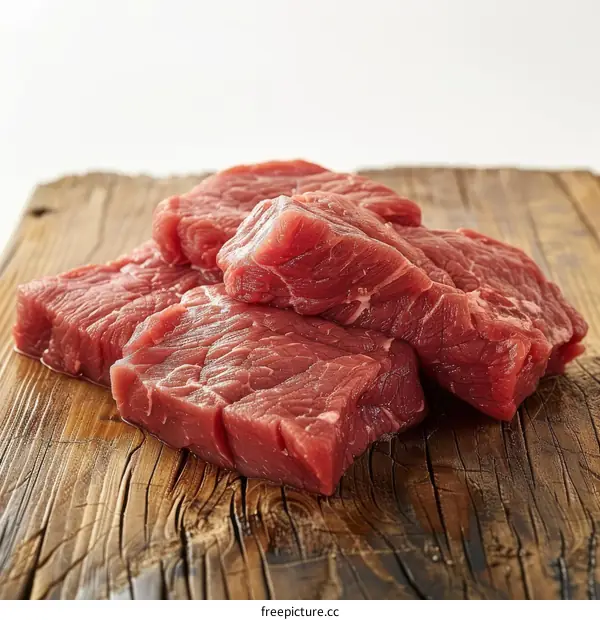 Raw Beef Steak on Wooden Cutting Board