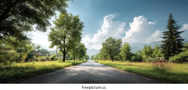 Country Road Under Sunny Sky