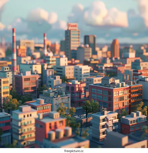 Sunset Over a Bustling City