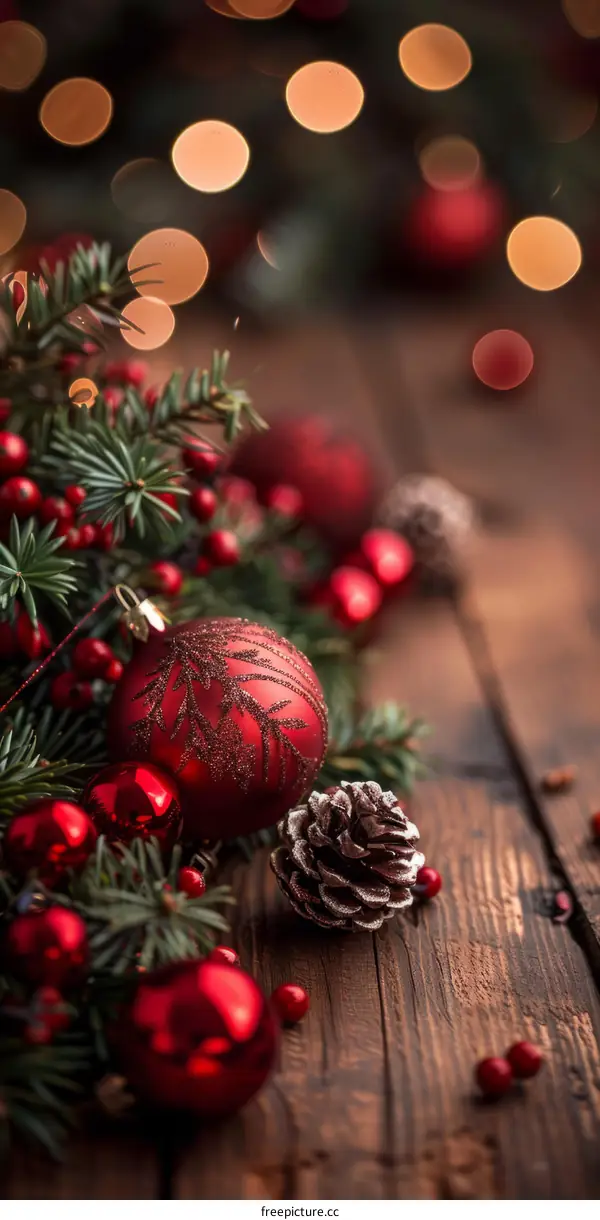 Christmas Still Life With Red And Gold Ornaments