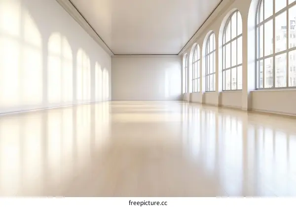 Empty Modern Spacious Room with Large Windows