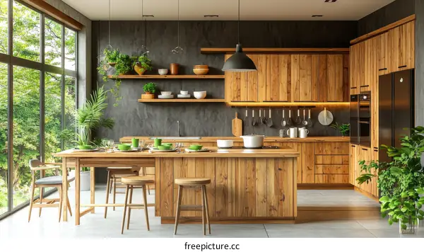 Modern Rustic Wooden Kitchen Interior Design
