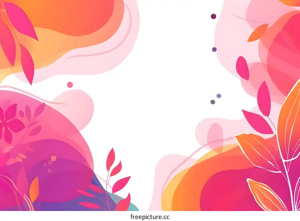 Abstract Floral Background With Pink Orange And Yellow Colors