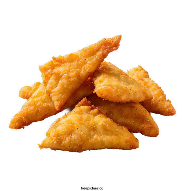 [Transparent Background PNG]Crispy Fried Fish Fillet Triangles