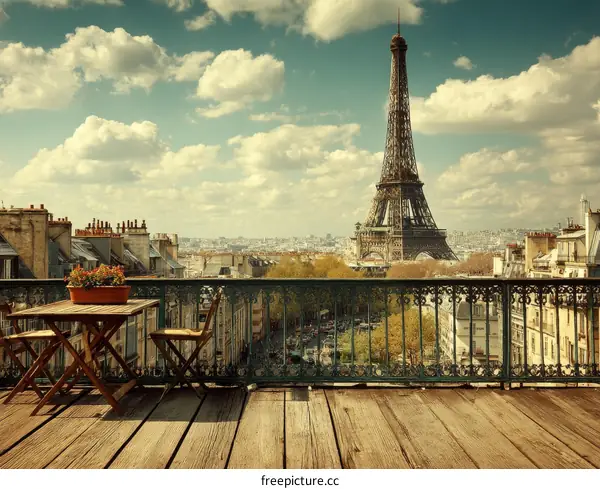 Paris Eiffel Tower View from Balcony