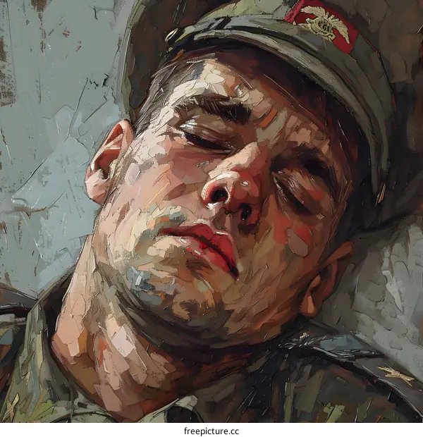 Portrait of a sleeping soldier