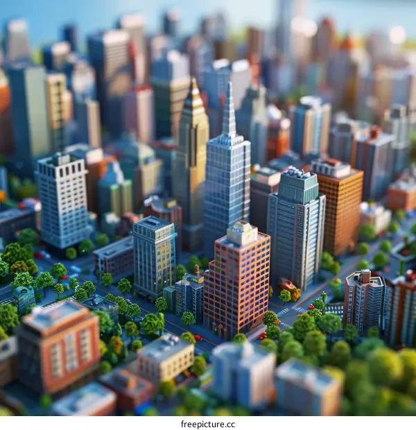 Digital Miniature Cityscape Illustration