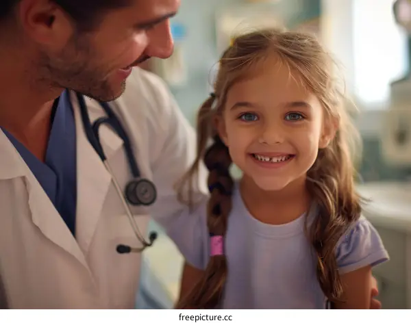 Little girl smiling with doctor