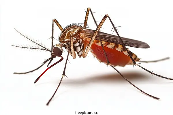 Close-up of a Mosquito on a White Background