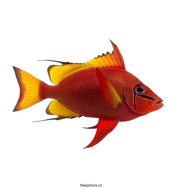 [Transparent Background PNG]Red and Yellow Fish on White Background
