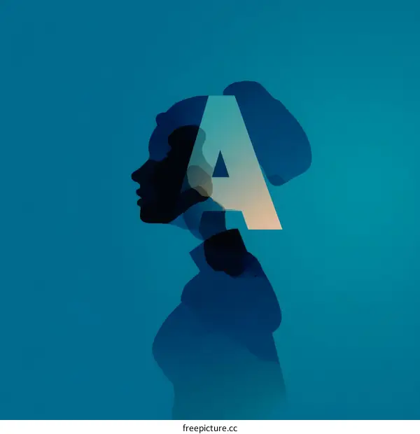 Abstract Female Silhouette with Letter A