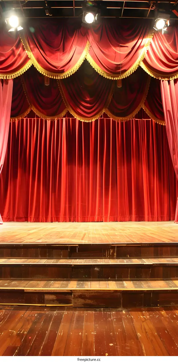 Red Velvet Curtains Stage Performance Theater