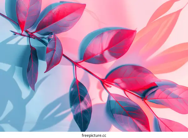 Pink and Blue Neon Leaves