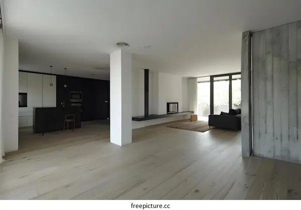 Minimalist Interior Design With Concrete Walls and Wooden Floors