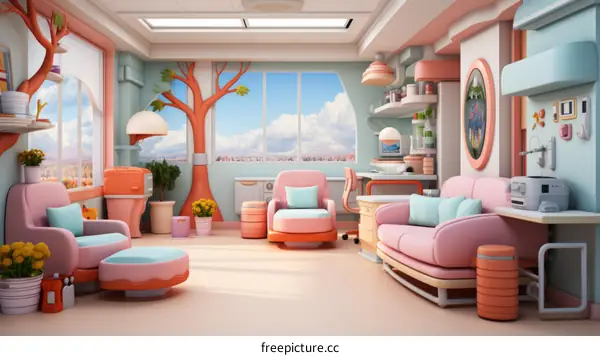 Cozy and colorful hospital room