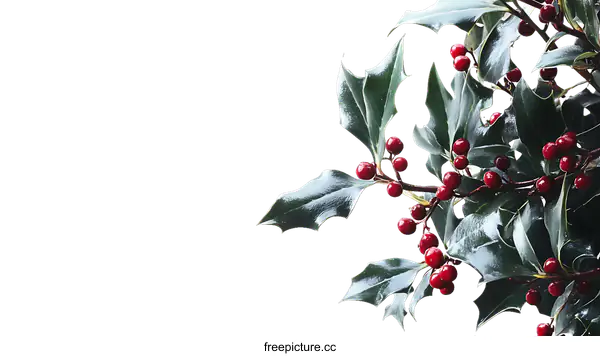 [Transparent Background PNG]Christmas Holly Branches with Red Berries
