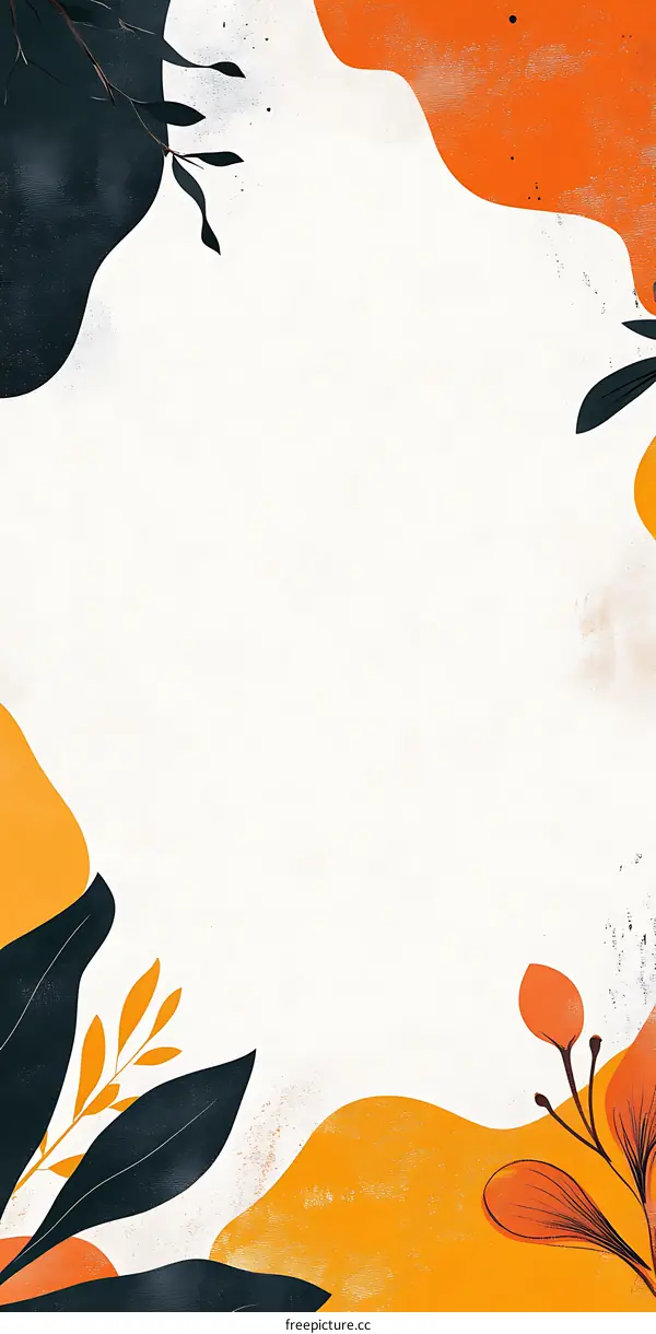 Orange and Black Abstract Floral Background