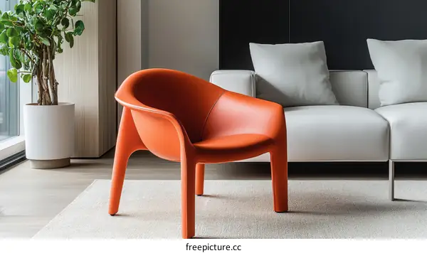 Modern Orange Armchair and Sofa Set
