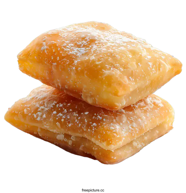 [Transparent Background PNG]Two square pieces of fried dough sprinkled with powdered sugar