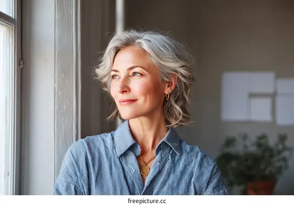 Thoughtful Senior Woman by the Window