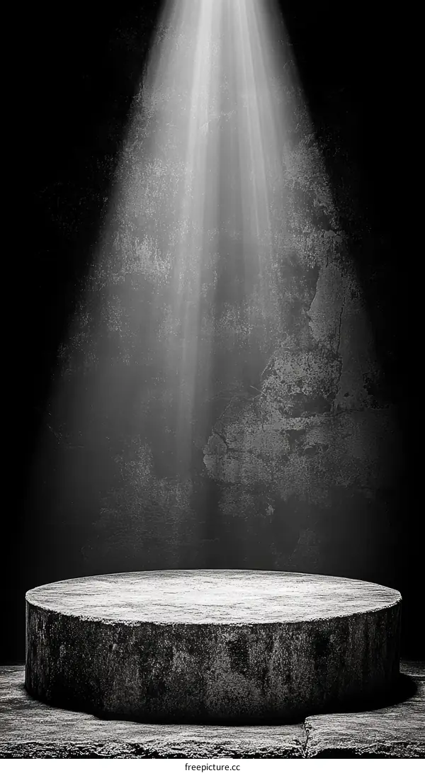 Empty Display Stage with Spotlight and Dark Background