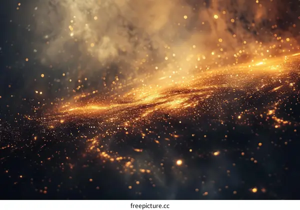 Golden particles flowing in space