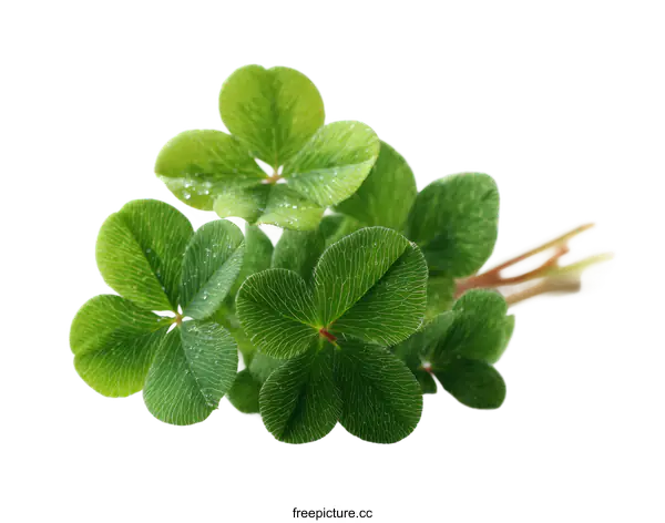 [Transparent Background PNG]Close up of four-leaf clover with water droplets