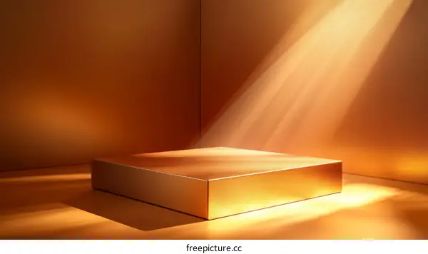 Golden Product Display Stage with Sunlight