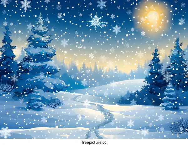 The beautiful winter snow scene