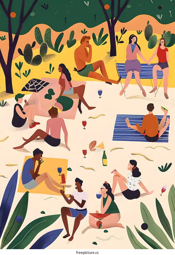 Friends Enjoying a Picnic in the Park
