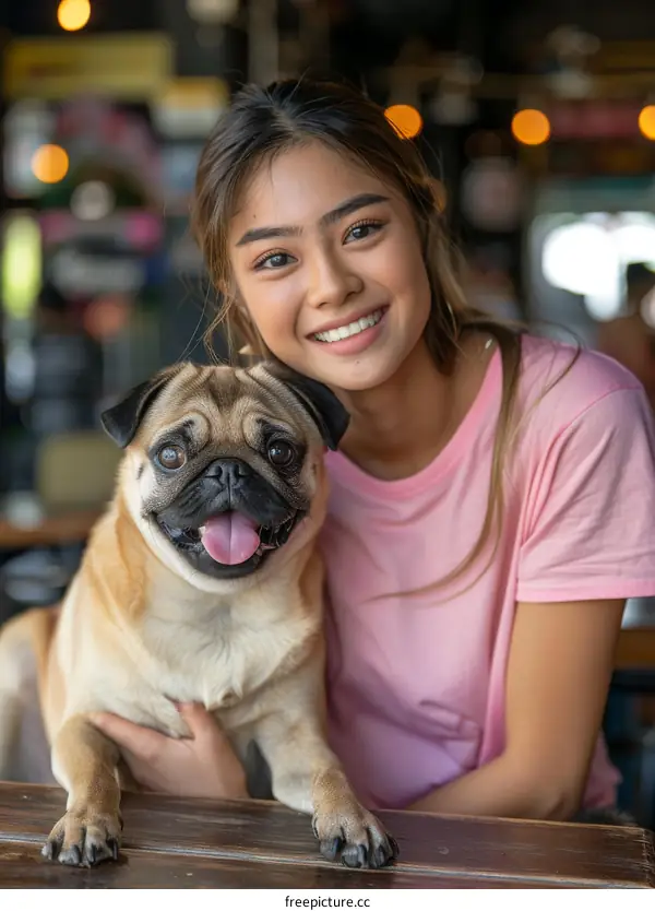 pug and girl