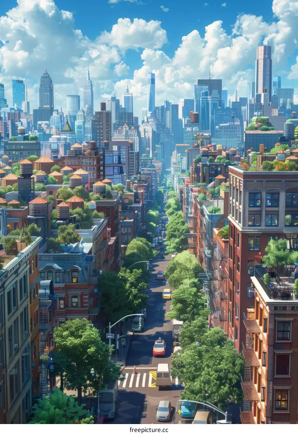 A Colorful Urban Landscape Illustration