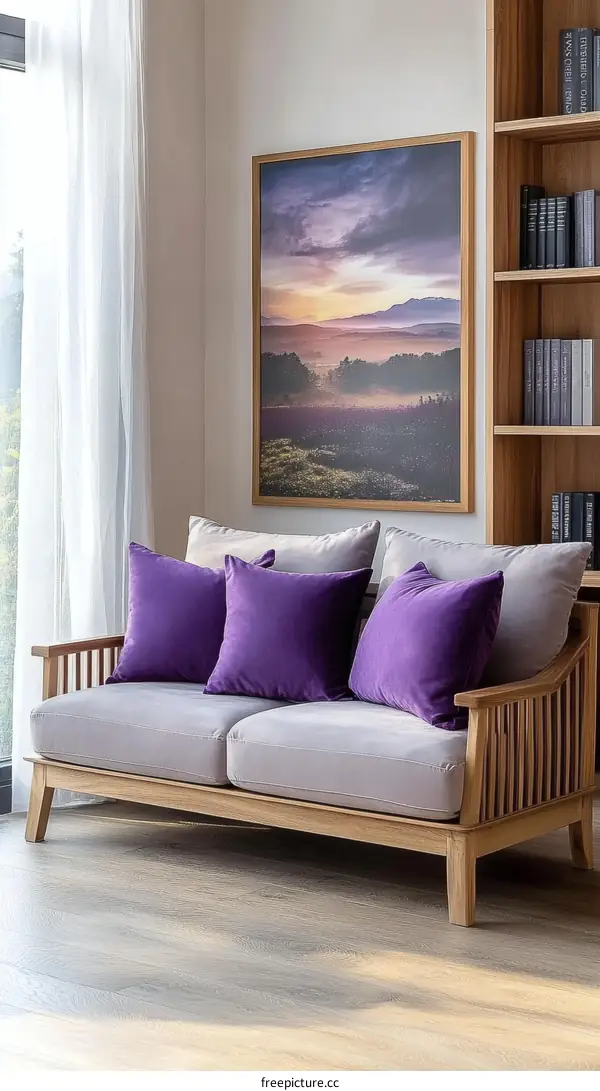 Modern Living Room with Artwork and Cozy Sofa
