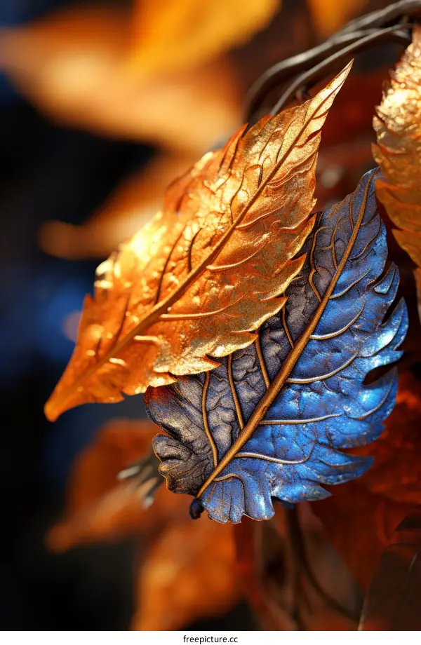 Blue and gold leaves