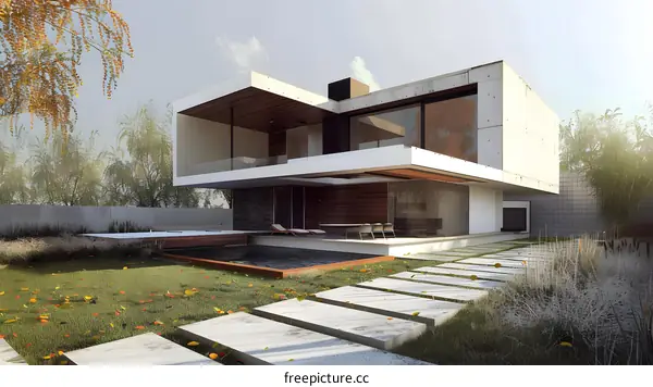 Modern Architecture House Exterior Design with Concrete and Wood