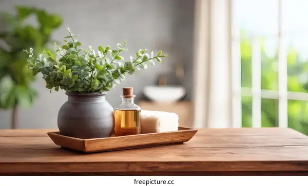 Spa Room Table Setting with Plants