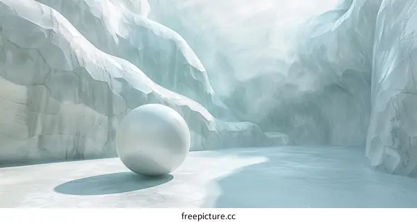 3D rendering of a sphere in an icy cave