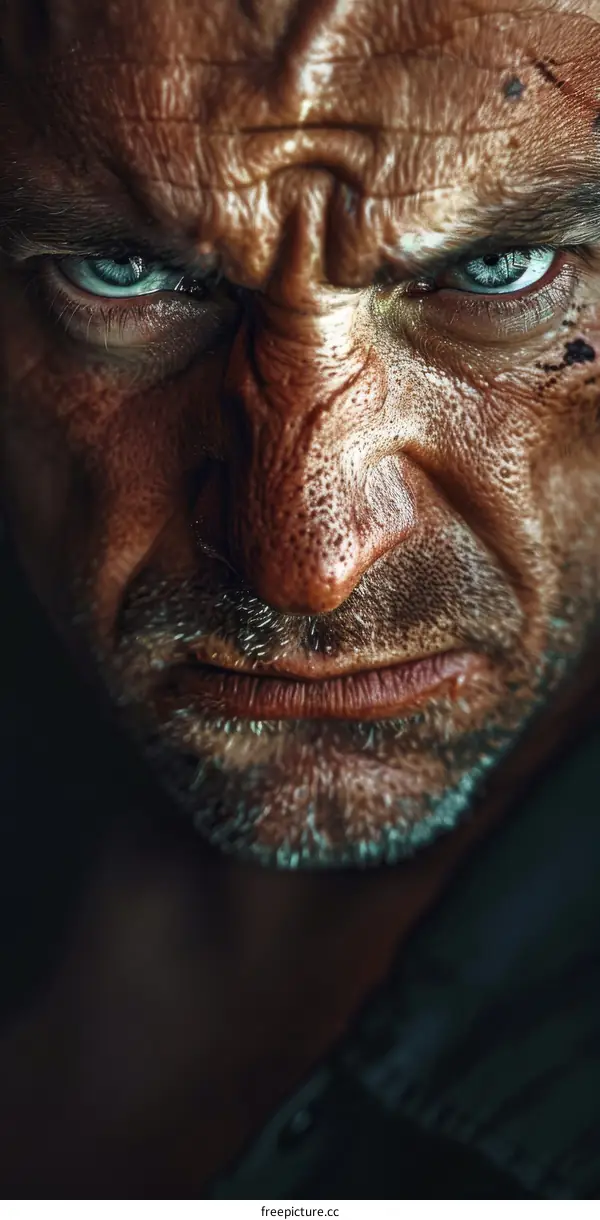 Close-up Portrait of a Serious Man